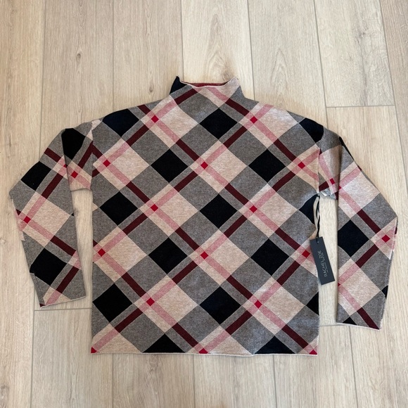 🌺 RACHEL ZOE - Women’s Red, Tan and Black Plaid Sweater - Size L - Picture 1 of 6